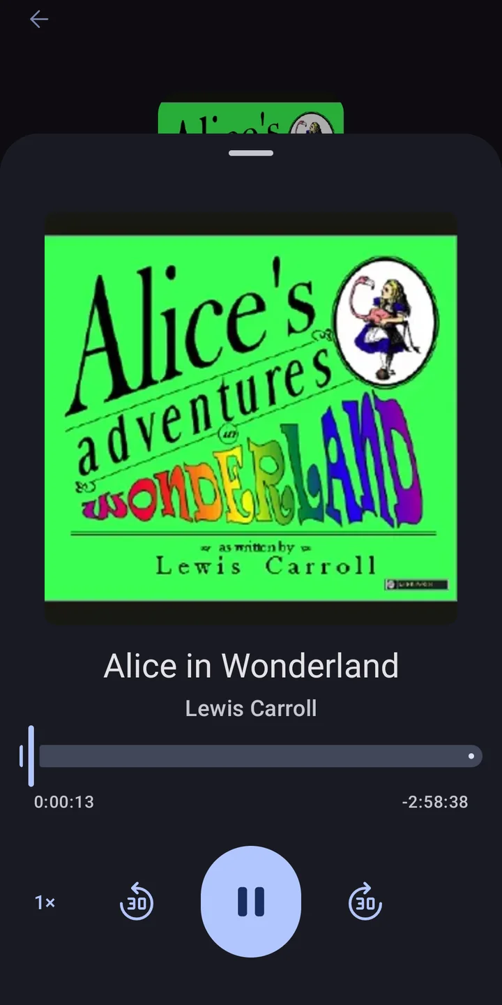 ABS+ player playing Alice in Wonderland