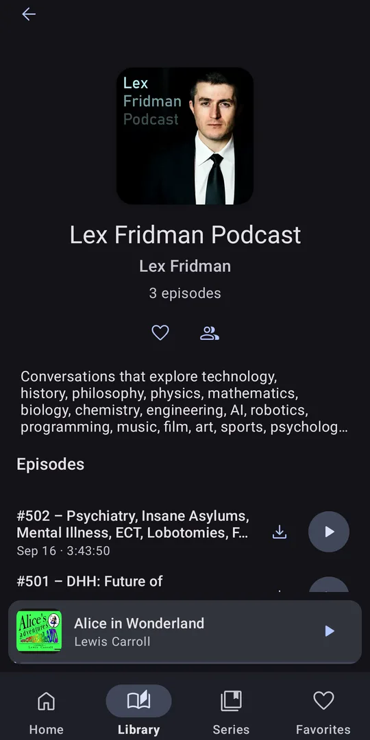 Podcast screen